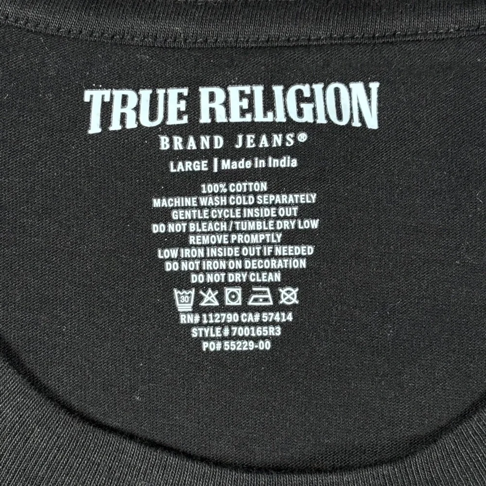 True Religion Brand Jeans Embossed Box Arch SS Tee T-Shirt Black Mens Large‎